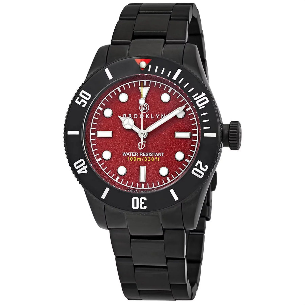 Dial Pea Watch Brooklyn Men's Co. Black 306-C-55-BB-BLK Red Watch Eyed