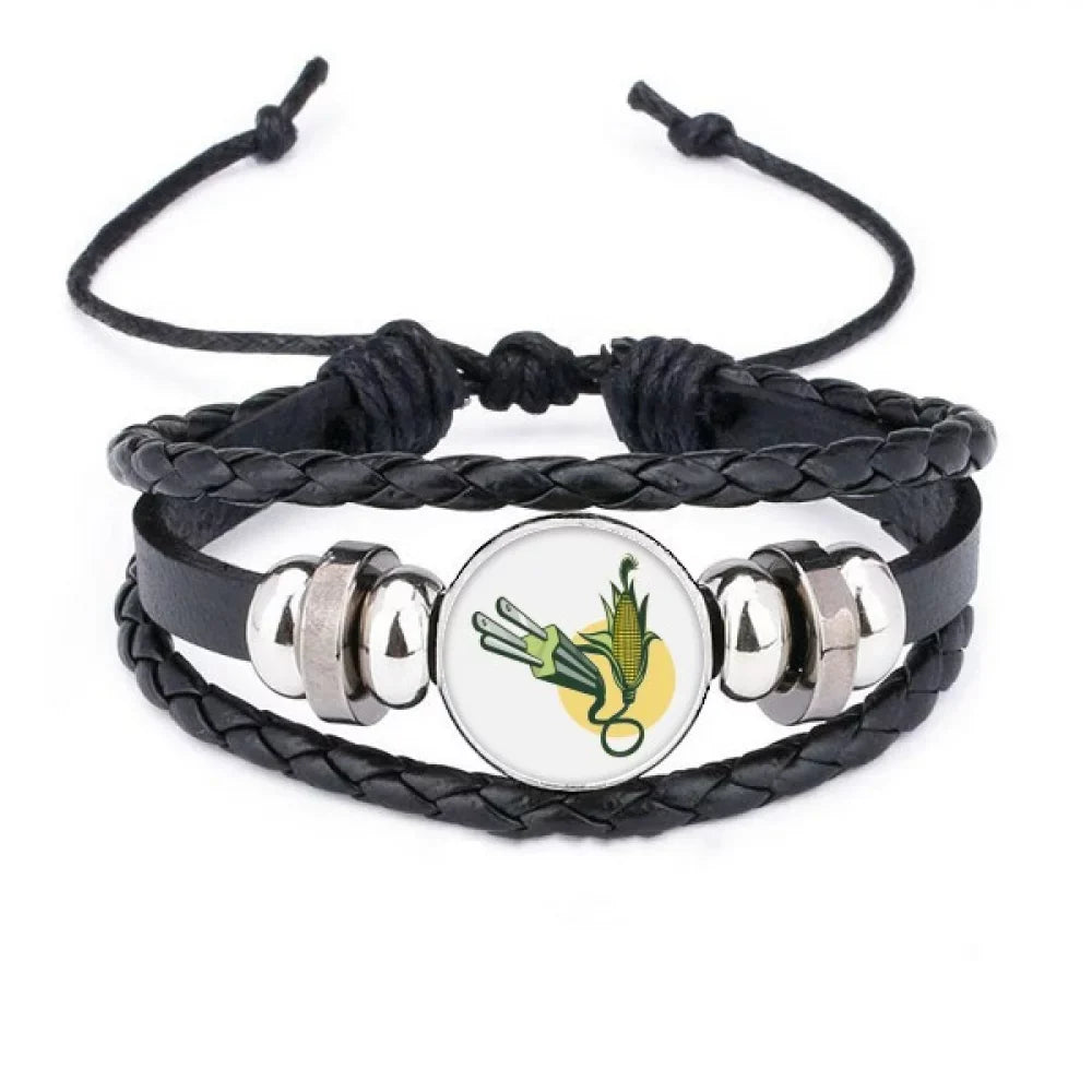 Wristband Pattern Charging Rope Braided Plug Cable Woven Leather Corn Bracelet Cable