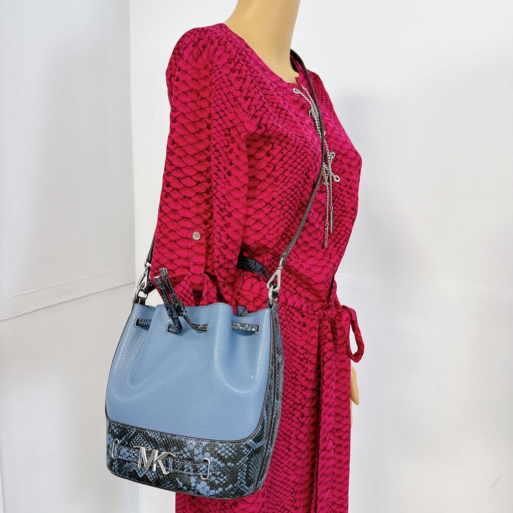 Reed DENIM Kors Michael 35S4S6RM6U IN Medium Messenger Bucket Crossbody Belted Leather