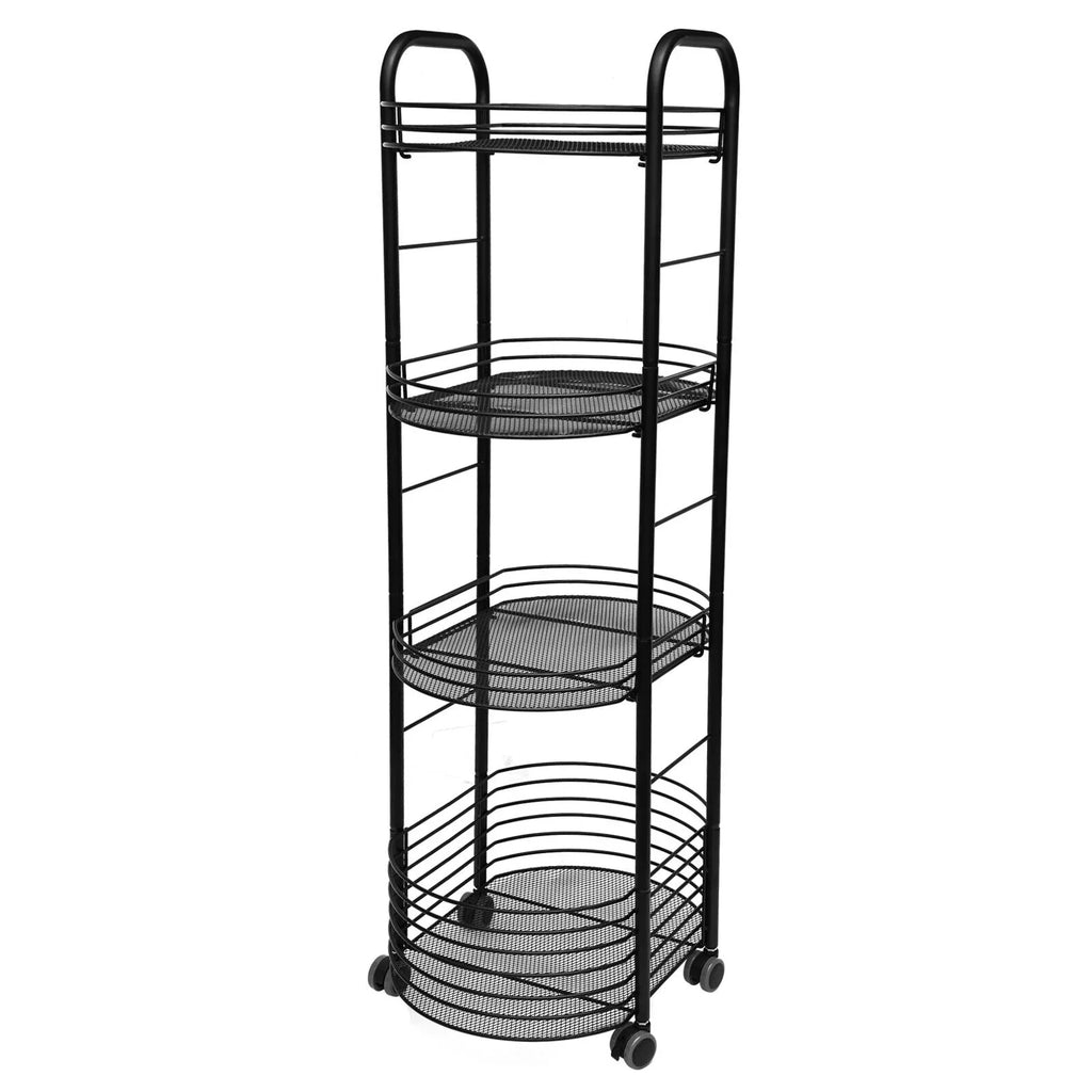 Movable Trolley Cart Tier 4 Shelf Utility Storage Storage Organizer Kitchen Rack