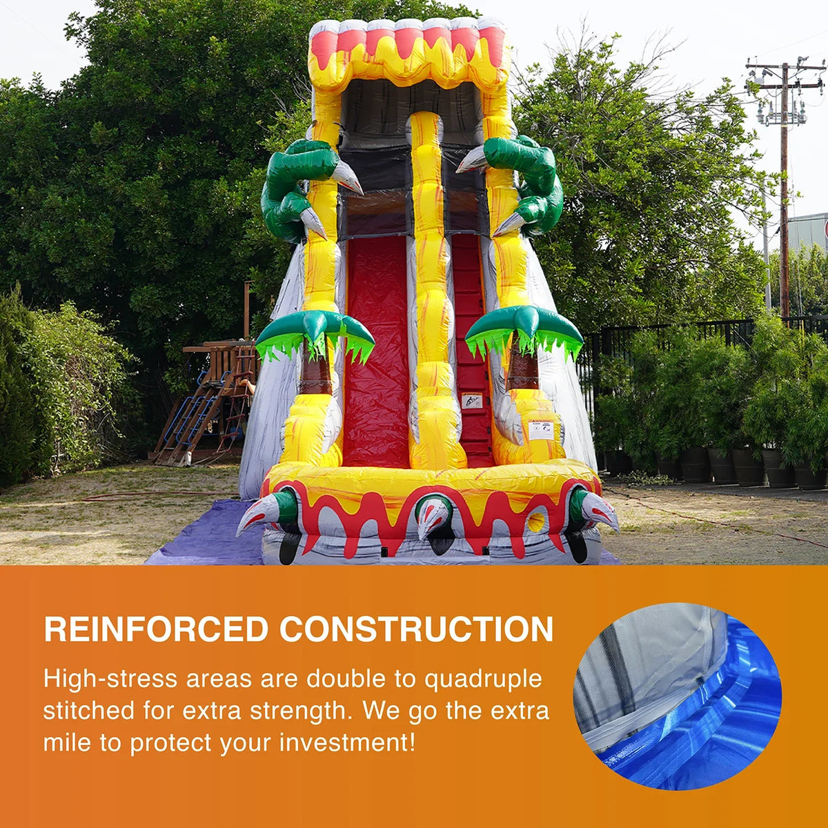 Pool Blower), Slide Grade with and (with Water T-Rex JumpOrange Commercial Kids for Theme Adults