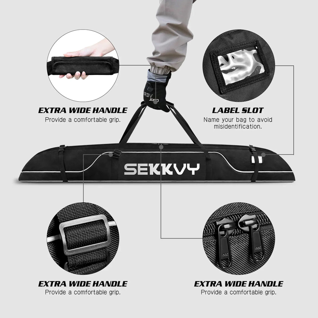 Cloth Bag and Bag Oxford Ski, Adjustable Travel Snowboard for Strap Camping Bag Outdoor 170CM/67IN Single Ski Waterproof Shoulder Travel 600D Transport, Ski black