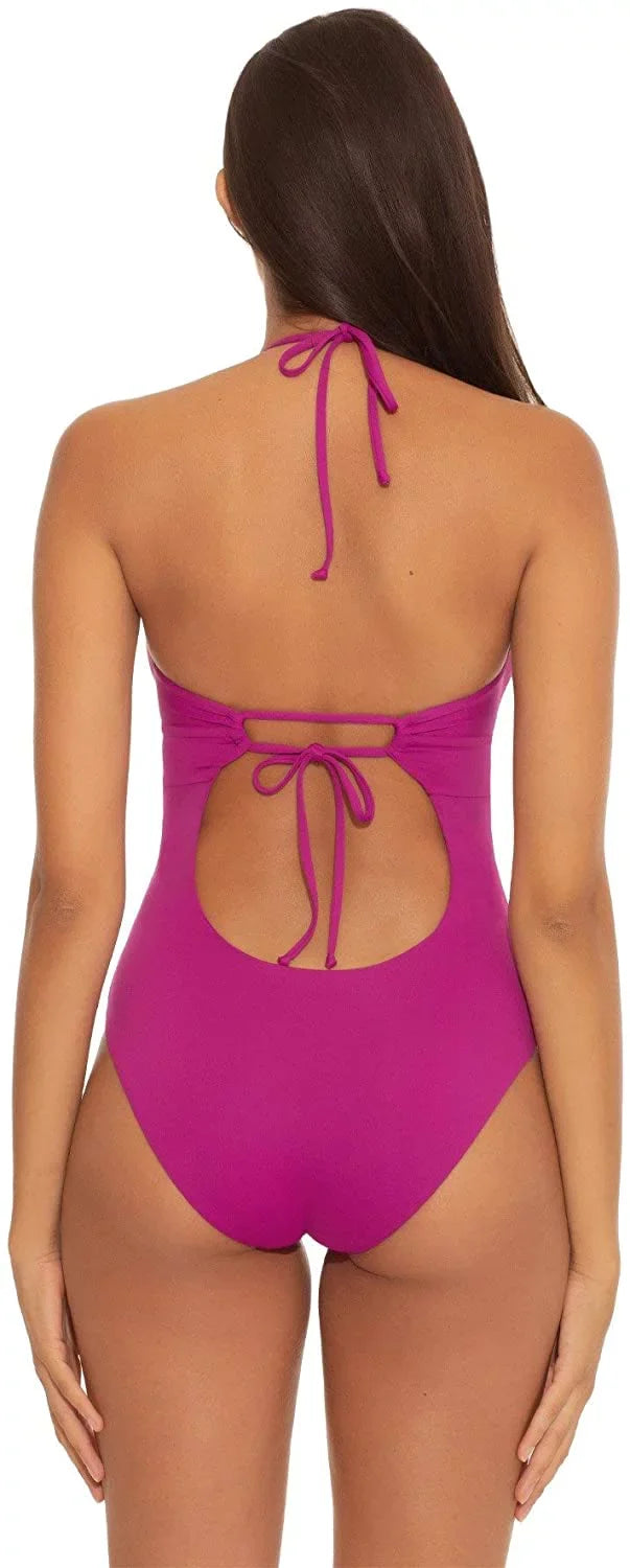One-Piece Becca Color by Virtue US Small Rebecca Convertible Swimsuit, BERRY
