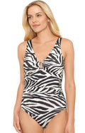 Swimsuit, One-Piece Ring-Front Lauren Underwire Tummy-Control Ralph BROWN 6 US