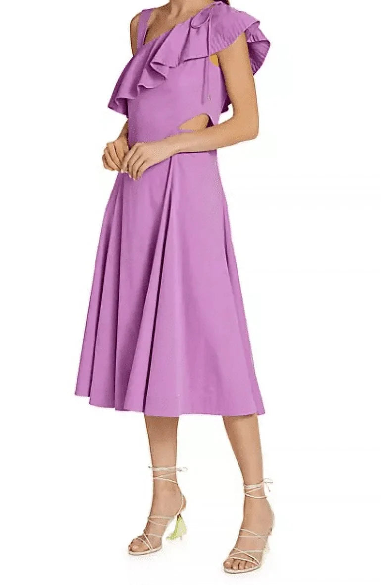 14 Orchid Beard Veronica Beilla Midi-Dress, Ruffled-Sleeve Women's