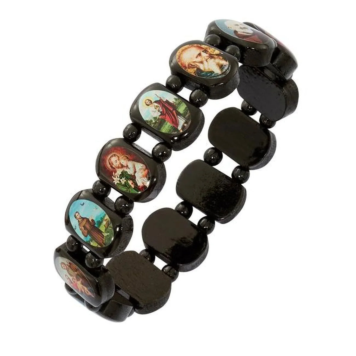 B1126C Mcvan Men Saint Wooden Carded Bracelet