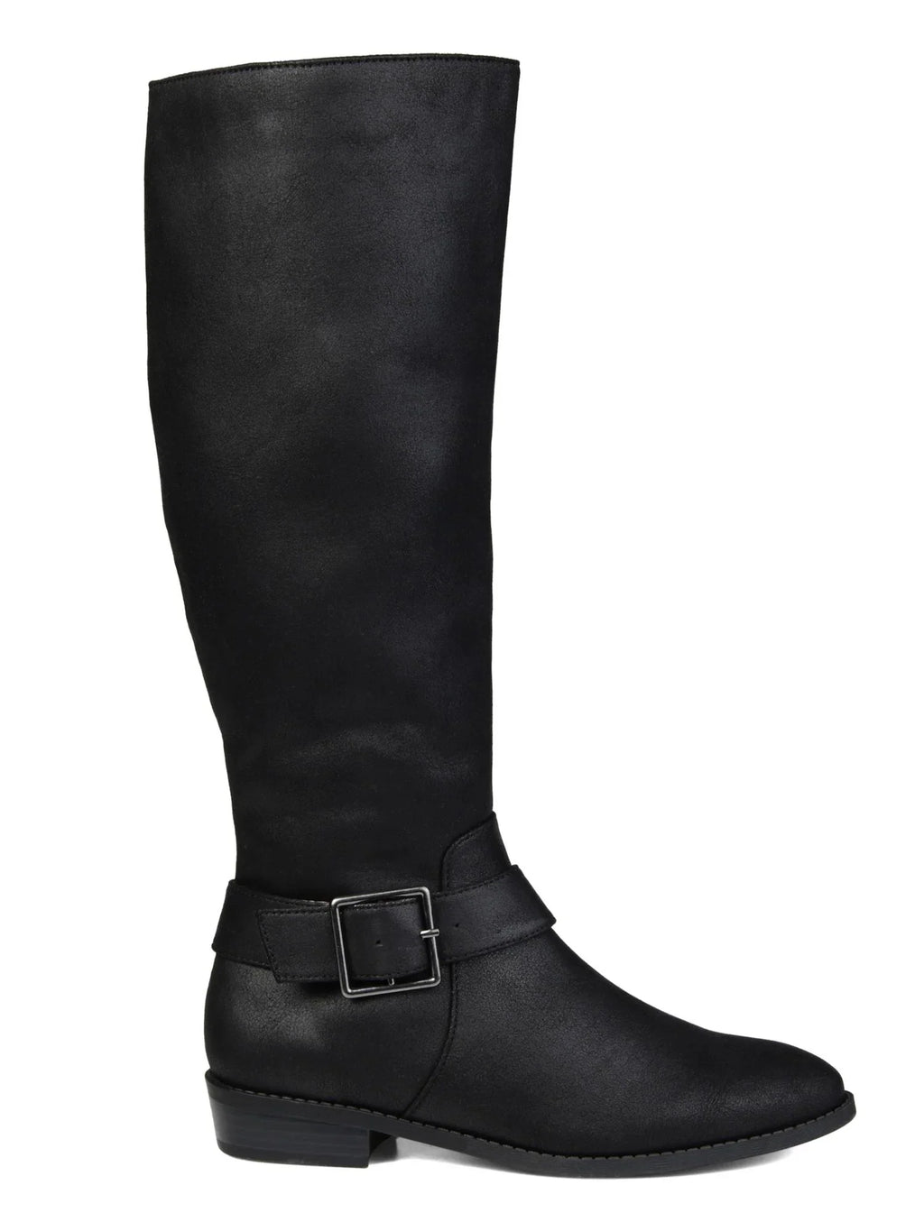 JOURNEE Buckle Goring X Block Riding Zip-Up Toe Wide Accent Boot Womens Winona Heel Black WC Almond COLLECTION Calf Calf Extra 7.5 Wide