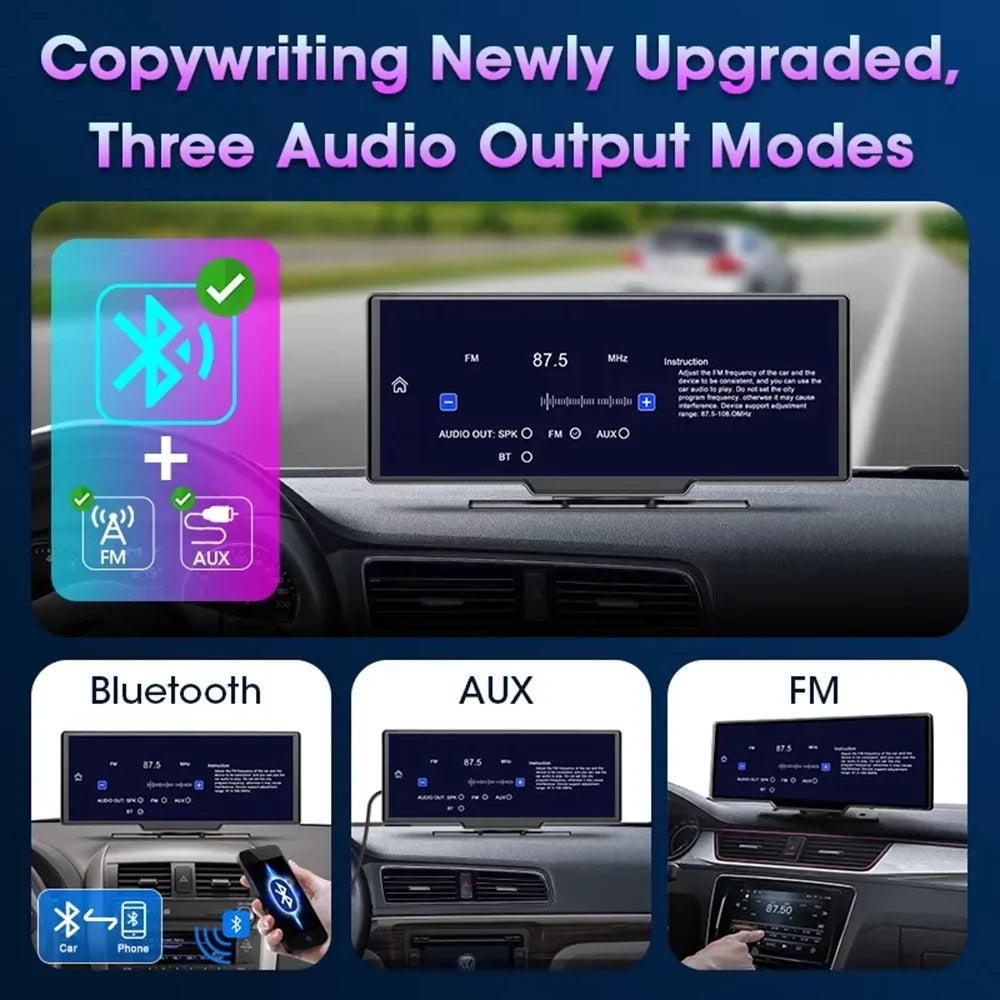Cam Car Monitor Android Carplay Mirror Dash Video camera Dashboard Front DVRS,No GPS Masslatie Navigation Auto DVR Inch & 10.26