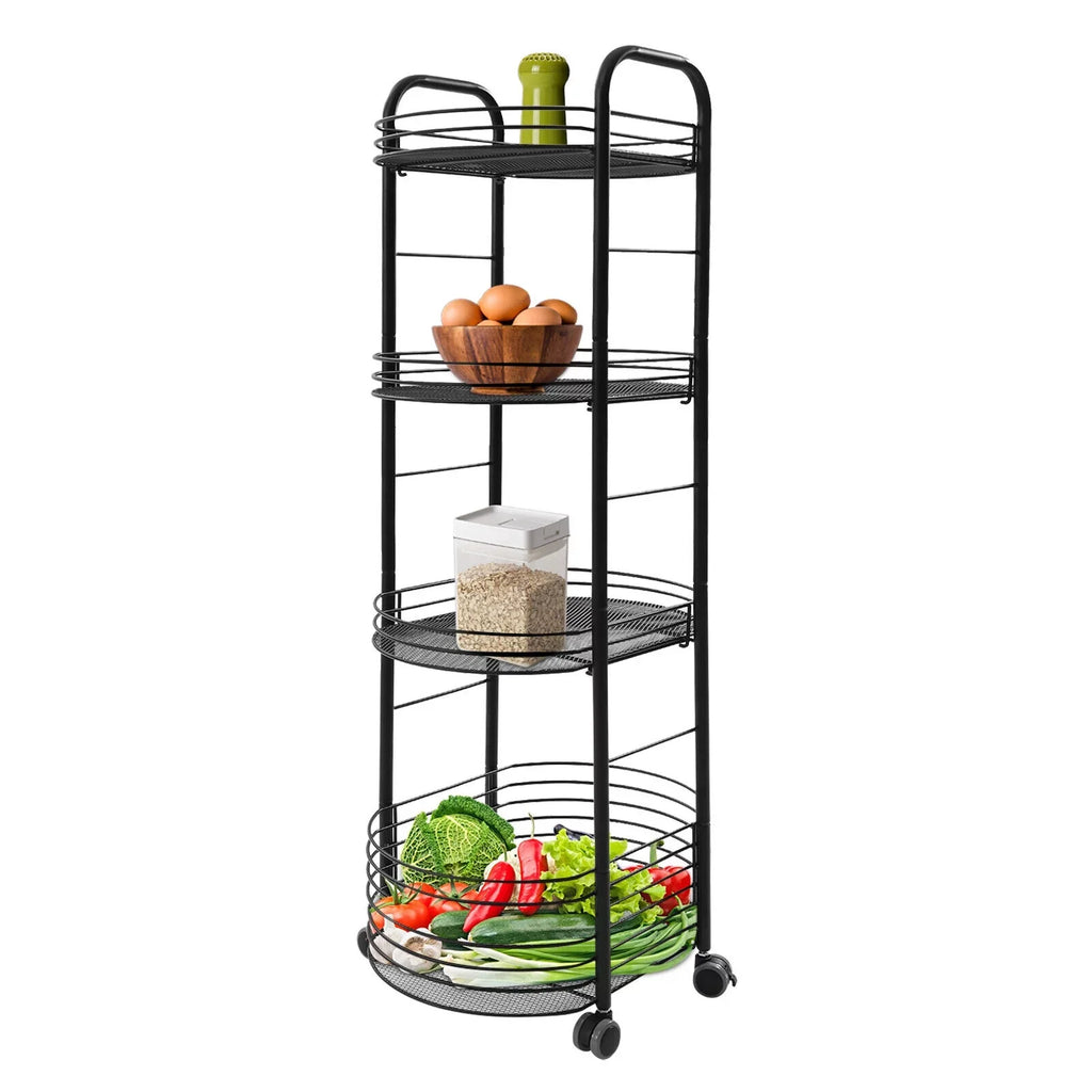 Movable Trolley Cart Tier 4 Shelf Utility Storage Storage Organizer Kitchen Rack