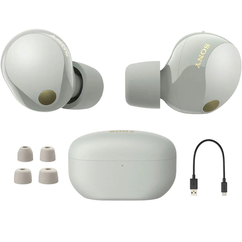 (Silver) Earbuds 2 Warranty Noise WF-1000XM5 YR Bundle Wireless with Sony Canceling