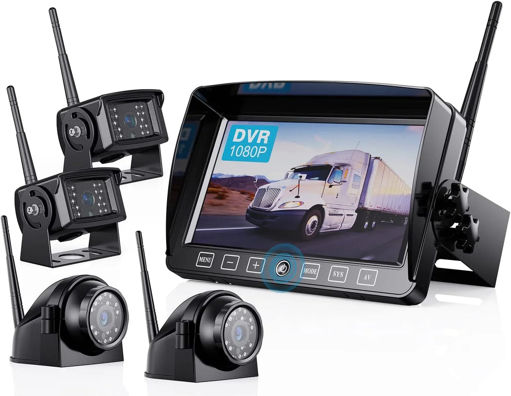 Monitor Truck/RV-B4C Backup 7'' ZEROXCLUB Wireless for Camera HD 1080P Digital Truck/Semi-Trailer/Box System Kit Waterproof Rear View DVR IP69 Camera