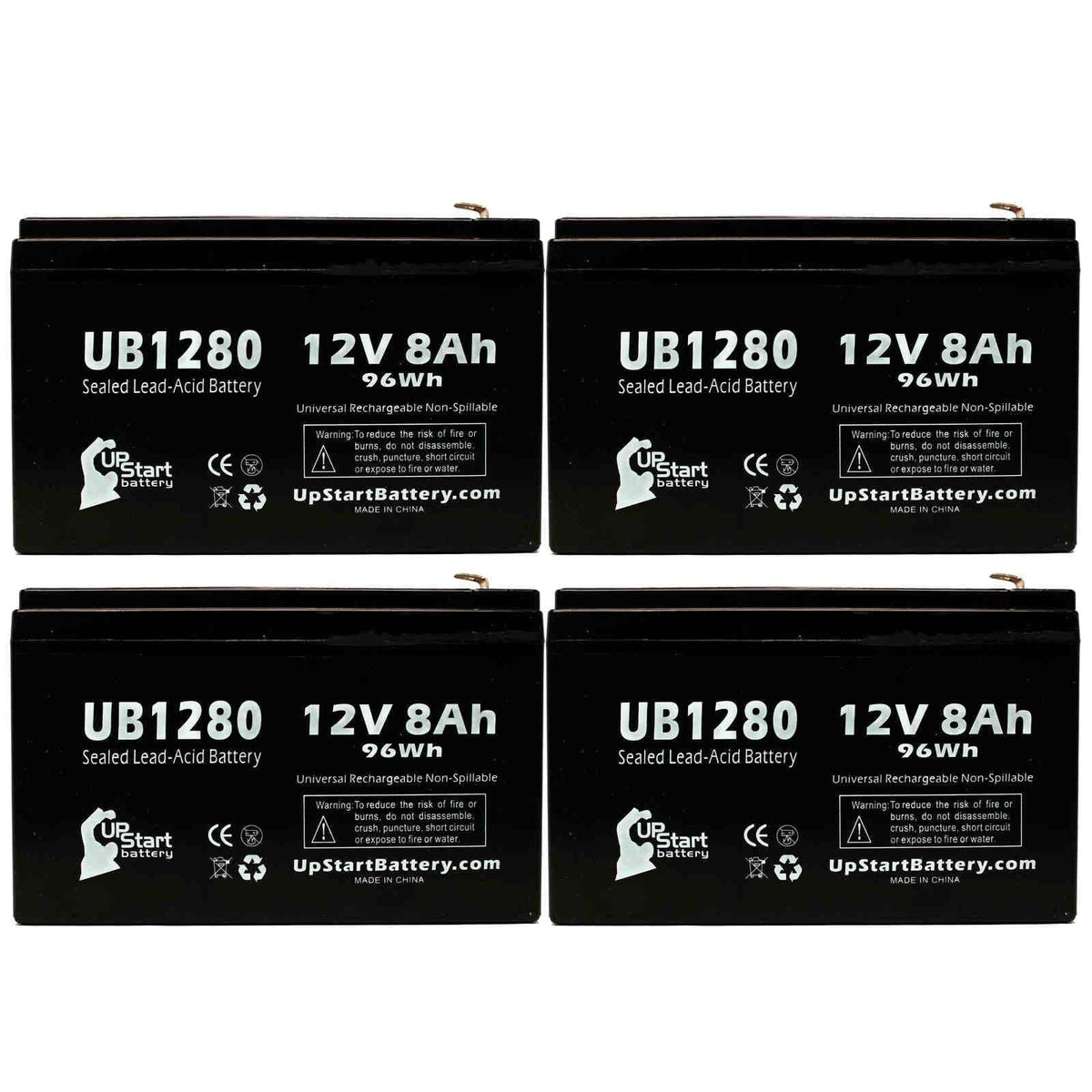 Battery Adapters F2 Pack Terminal Universal Sealed AGM, Replacement SLA) F1 to F1 Battery 8 8Ah, - Includes Acid 40 Compatible 4x - 8000mAh, UB1280 (12V, Dyonics - Terminal, ORTHOSCOPIC Lead