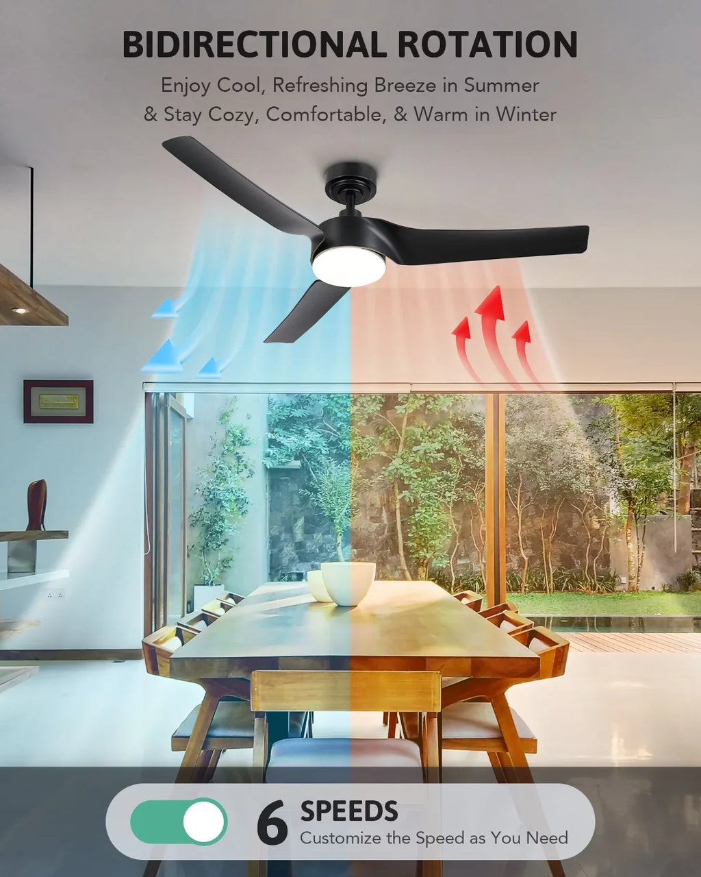 Black Fan Remote, Dimmable & 52" Bestco Ceiling Light with Smart Modern Kit
