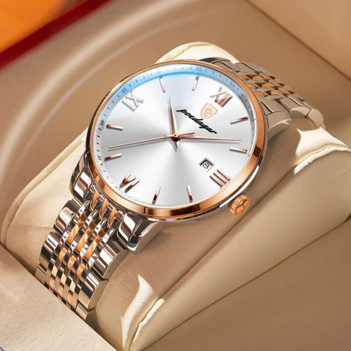 Fashion Luxury Steel Ultra-Thin Quartz Business New Stainless Men POEDAGAR Watches Calender Week Waterproof Wristwatch Cool