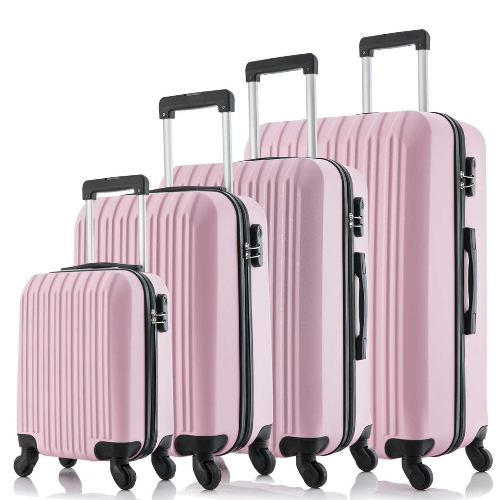 Wheels Sets Spinner Set Lightweight 5 Luggage Suitcase inch) Piece Pink Hardshell (16/20/24/28 ABS
