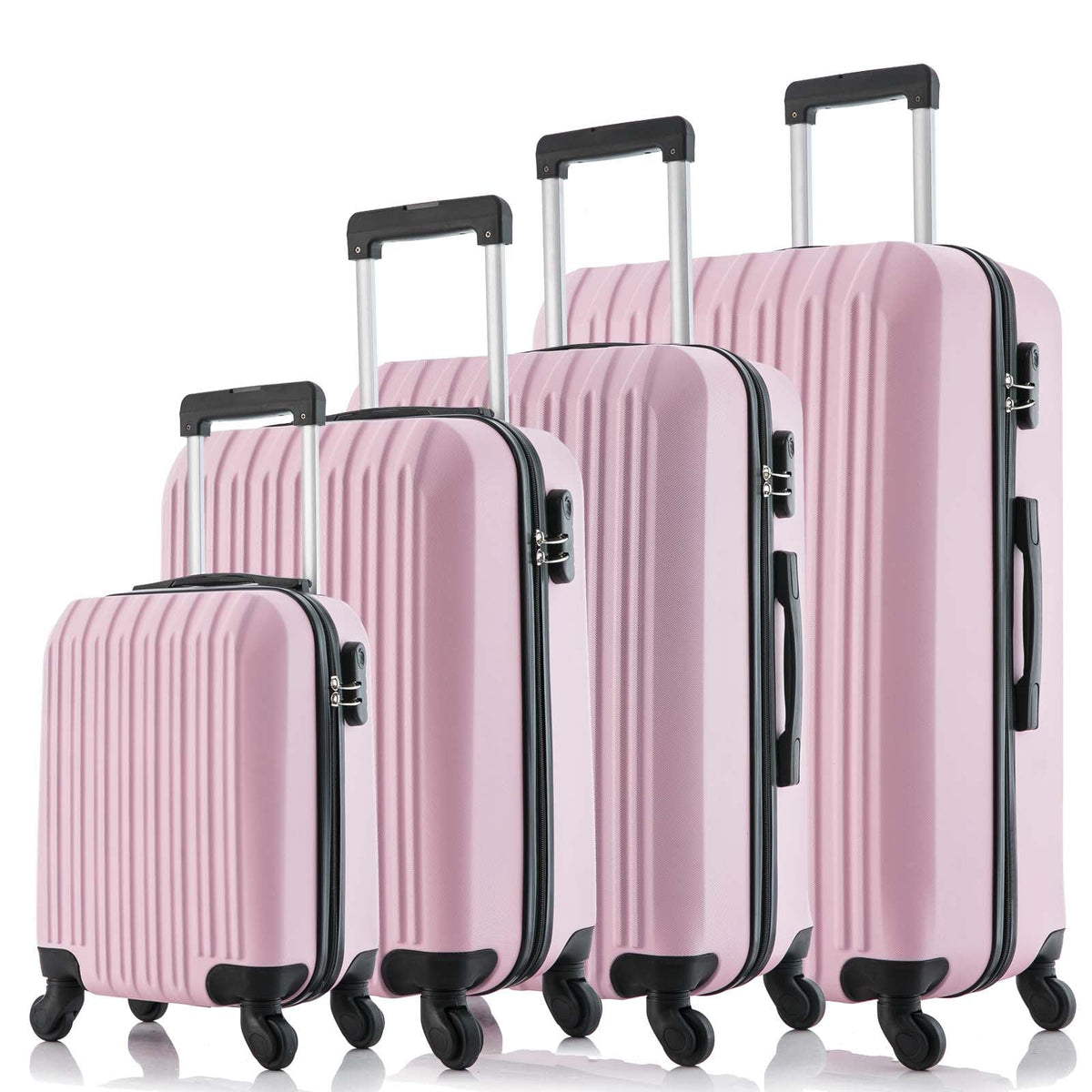 Wheels Sets Spinner Set Lightweight 5 Luggage Suitcase inch) Piece Pink Hardshell (16/20/24/28 ABS