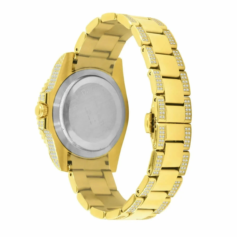 Presidential Stainless Men's Diamond Yellow mm Watch Steel 18K Full 40 Simulated W/Date Gold