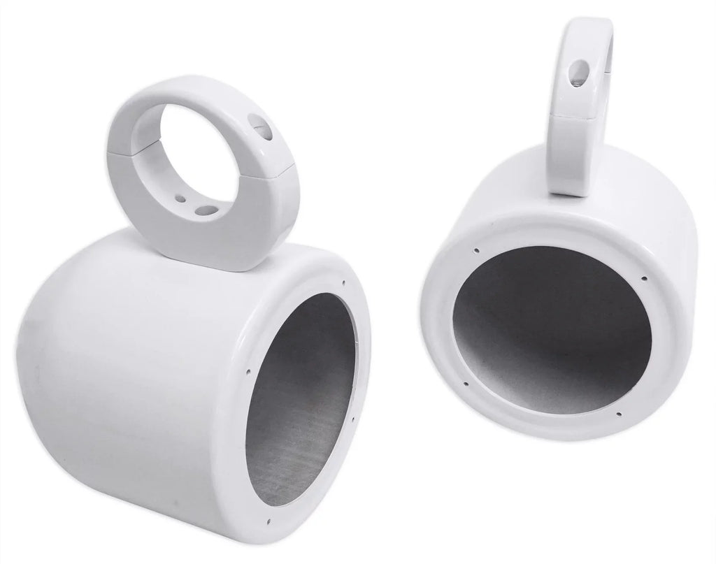White 2) Pods MAC525W Rockville Swivel Aluminum Speaker Mount 360° Surface 5.25"