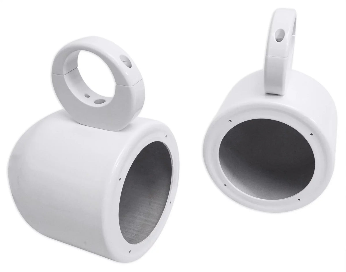 White 2) Pods MAC525W Rockville Swivel Aluminum Speaker Mount 360° Surface 5.25"