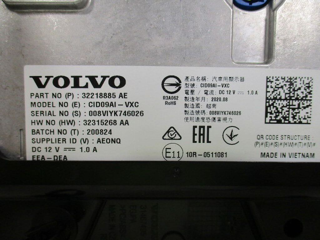 S60 (Good) Touch 2021 OEM XC60 Volvo Screen LKQ Temperature 9" Dash Media Pre-Owned Audio