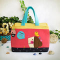 4.2 Art Happy - x You Embroidered 9.3 Tote Fabric with in. Applique Shopper & 7.2 x Bag Bag