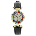 with Multicolor GlassOfVenice Millefiori - Black Watch Band Glass Murano Leather