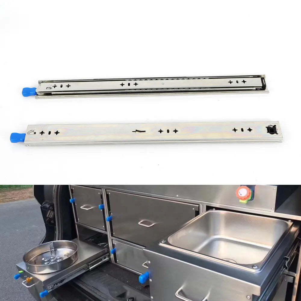 Lock Duty Draw Slides 24"Inch Full Trailer Drawer Fridge Extension Heavy Runner