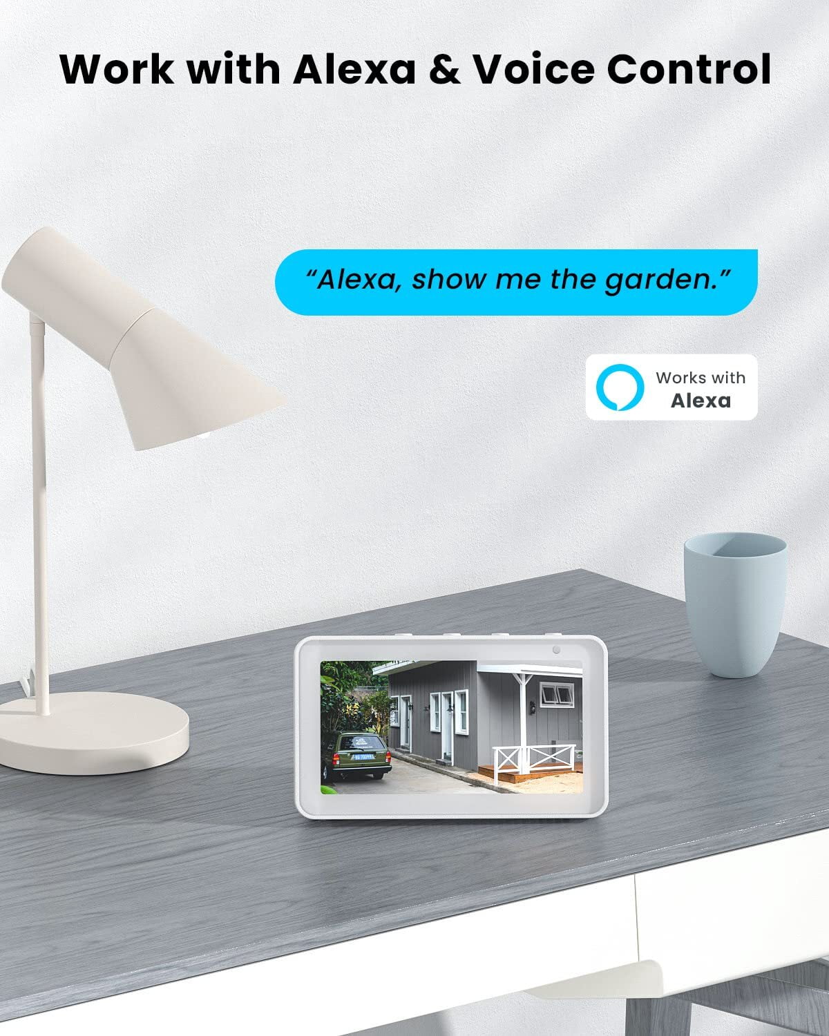 Wireless & Night Siren, View, Detection, 2K/3MP Outdoor Vision, Motion PIR PTZ Outdoor Alexa Color WiFi, with with 360° Work Surveillance Spotlight Solar Camera Security Camera