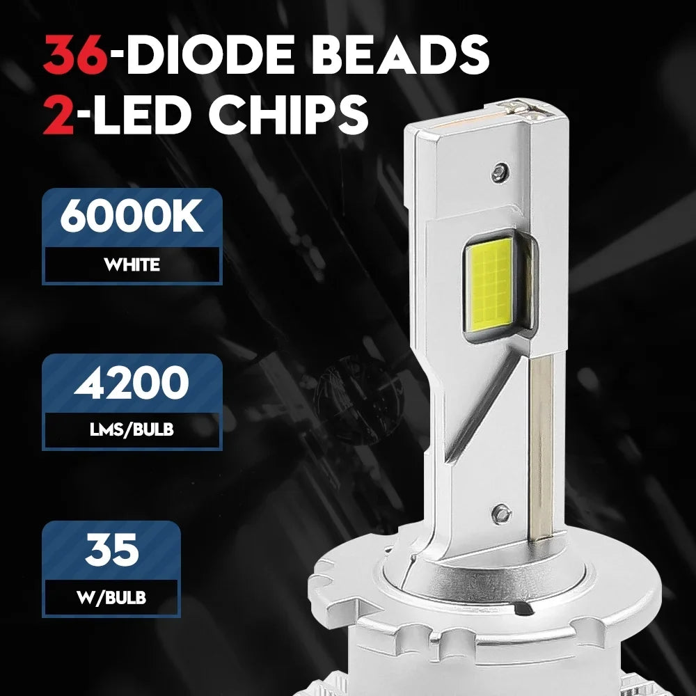 45V and Lamps Error White Xenon Headlight Beam Play HID Light VEHICODE Beam 6000K Free Bulb CANBus with Kit Automotive (2 Pack) Plug LED Low High Replacement D4S and D4R Ballast 35W Conversion
