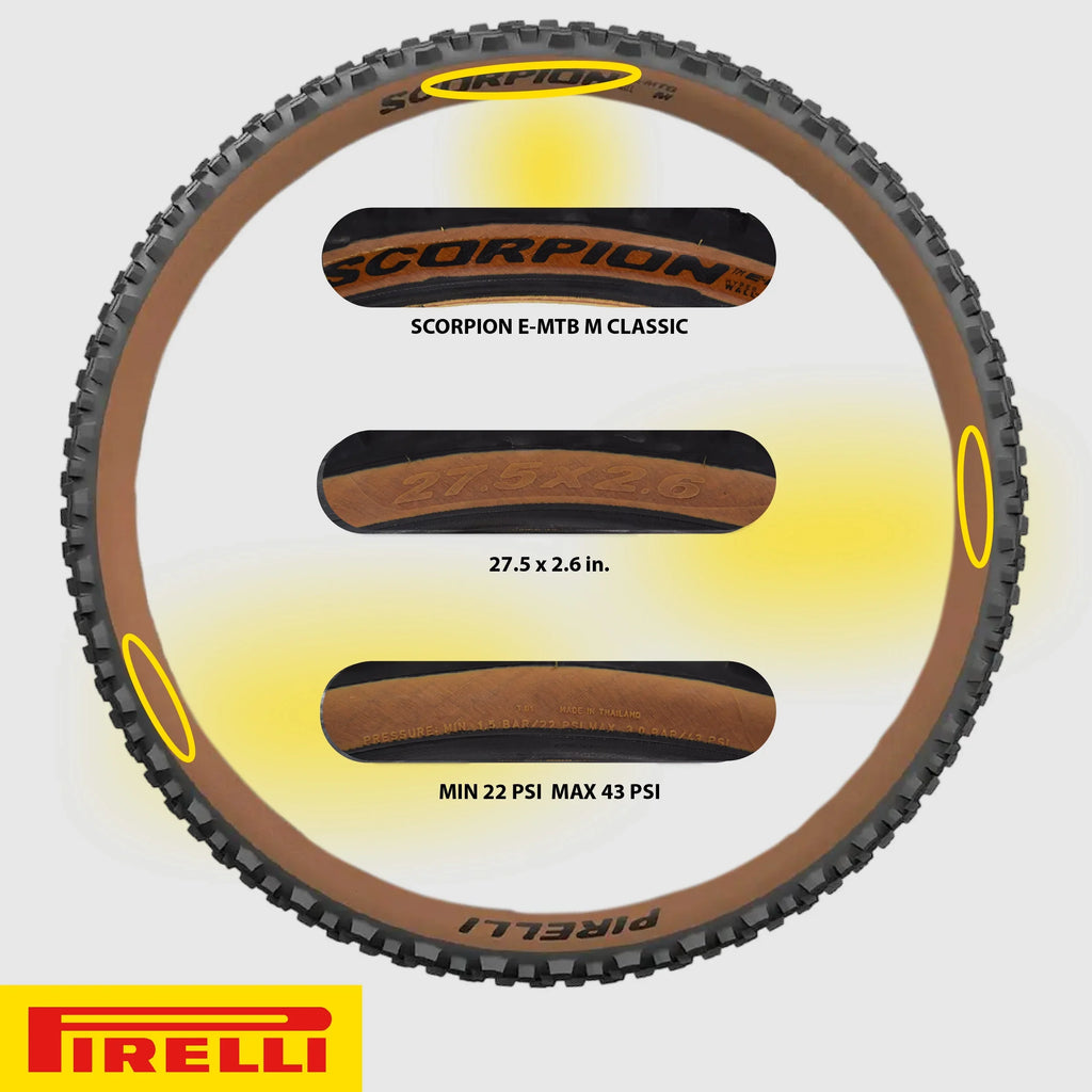 '+ 2.6 MTB, Tubeless E-Bike 23/32-622 x E-MTB Ready Terrain, Mountain Scorpion E-Mountain Enduro SmarTUBE Tire, for Use, Mixed and Clincher Trail Bike Versatile TLR 29 Bicycle Pirelli Tire M