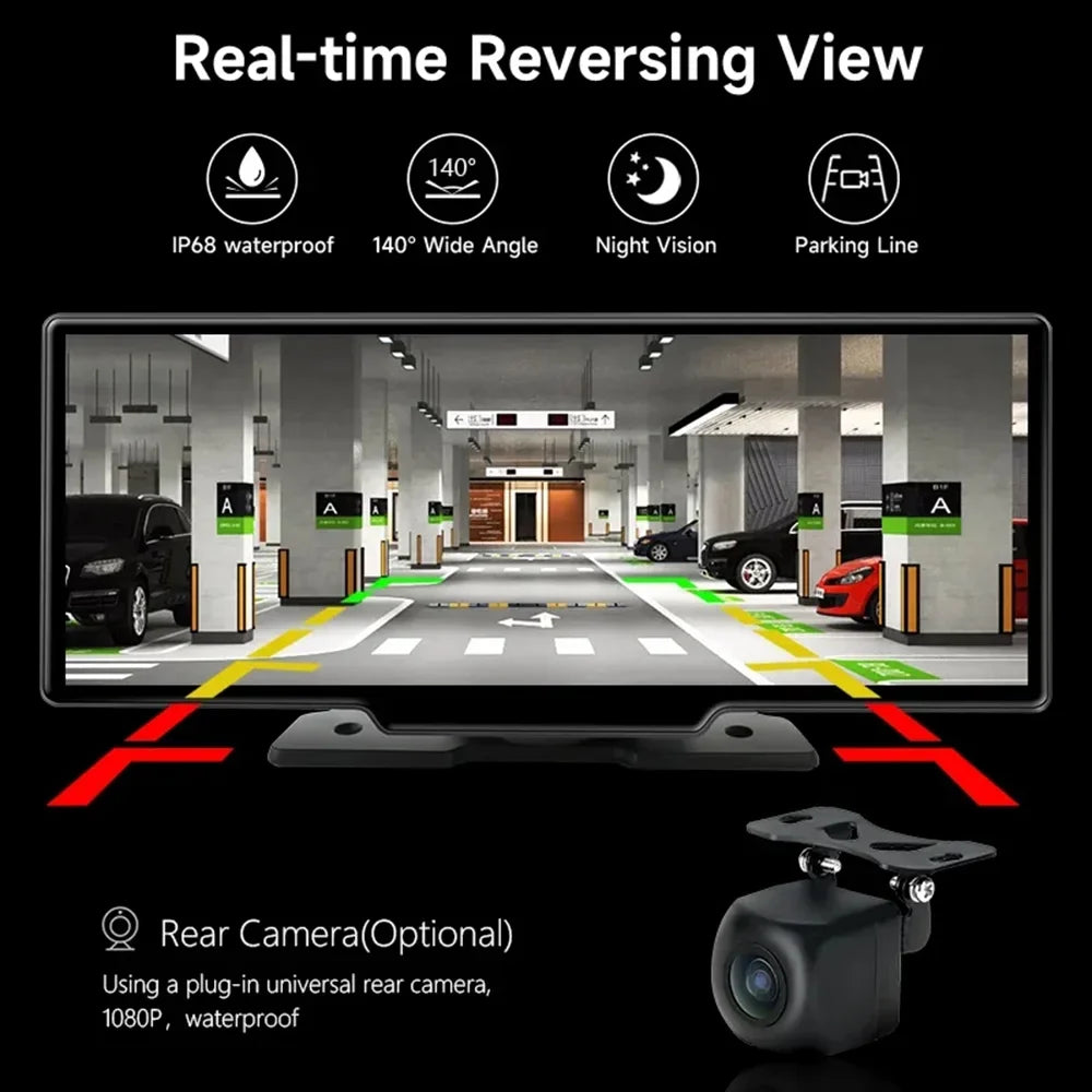 Cam Car Monitor Android Carplay Mirror Dash Video camera Dashboard Front DVRS,No GPS Masslatie Navigation Auto DVR Inch & 10.26