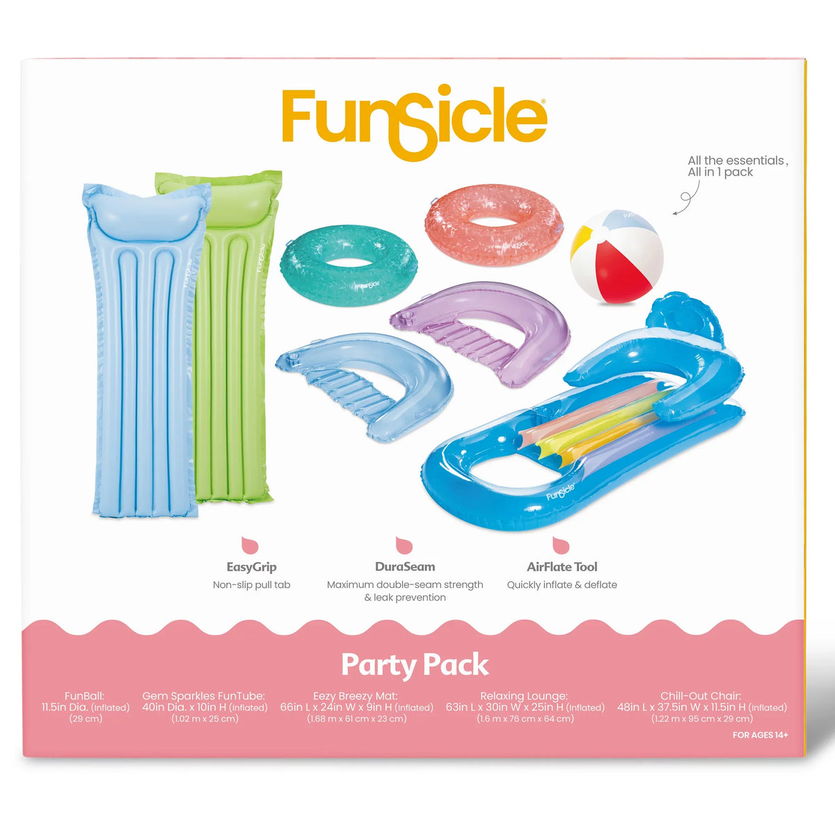 Colors Funsicle Pool Toy Tubes Pack, Vary, Lounges, Pack Adults & Party Floats, 8 &