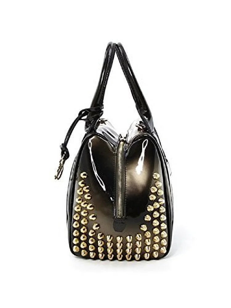 Leather Women's Patent Satchel 2Chique Side with Studs Boutique