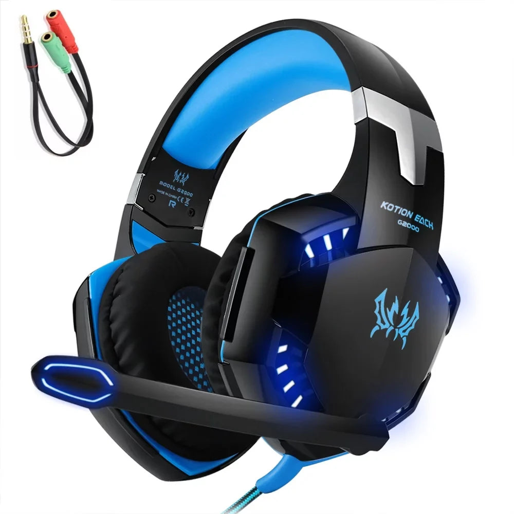 Headset Noise PC EACH Gaming Audio for Laptop KOTION Smartphone Cable KOTION G2000 EACH 3.5mm Adapter Reduction with