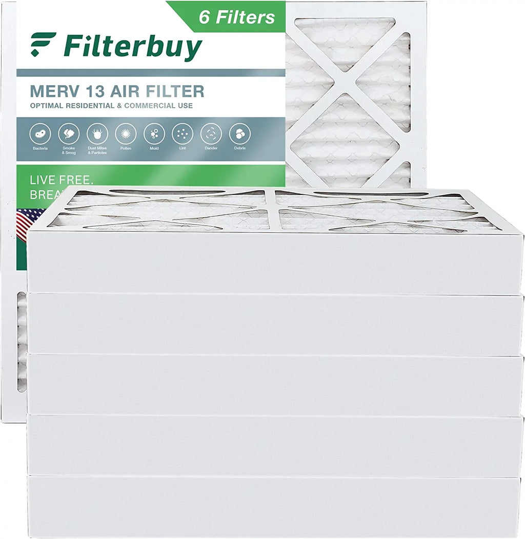 Filterbuy 12x12x4 AC Filters Pleated Furnace (6-Pack) HVAC MERV 13 Air
