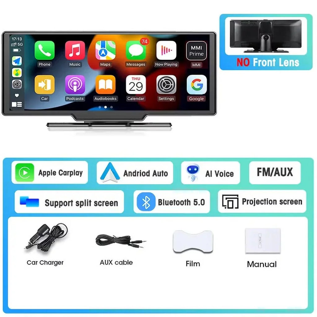 Cam Car Monitor Android Carplay Mirror Dash Video camera Dashboard Front DVRS,No GPS Masslatie Navigation Auto DVR Inch & 10.26