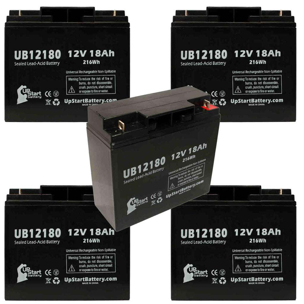 Compatible Pack GPS2K12061 18Ah, Replacement T4 18000mAh, (12V, - Universal - 5x AGM, Lead Sealed Acid Battery Power General Terminal, Battery UB12180 SLA)