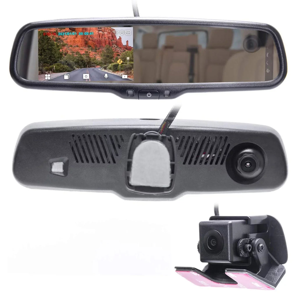 '- with Master for Dual Rear Safety Backup Cam LCD DVR View and Camera Dash Mirror HD Security + Camera Fit 4" Vehicle Universal Tailgaters Universal Enhanced