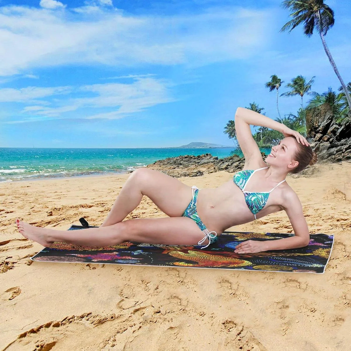 Dry Compact Swimming Oversized Bestwell - Towel Super - Travel Lightweight Towel Holiday（366） for Camping Embroidered Towels Pattern Beach Quick Absorbent Universe