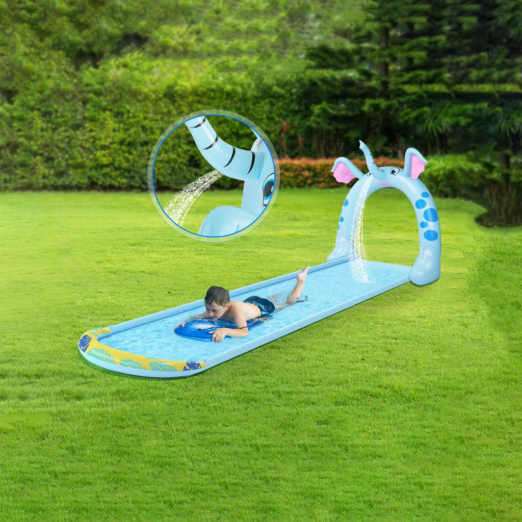16' Outdoor Water Kids Central Elephant Inflatable Pool Arch Slide Sprayer Toy