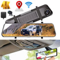 Backup WiFi Control Dual Dash Camera Voice Rear Cam 12" Mirror 4K Car GPS View Kqiang
