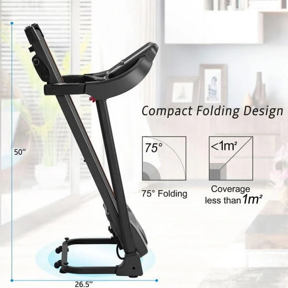 Compact Incline Folding Motorized Jogging Large and with Easy Running Audio Speakers Treadmill LCD Machine Adjuster display