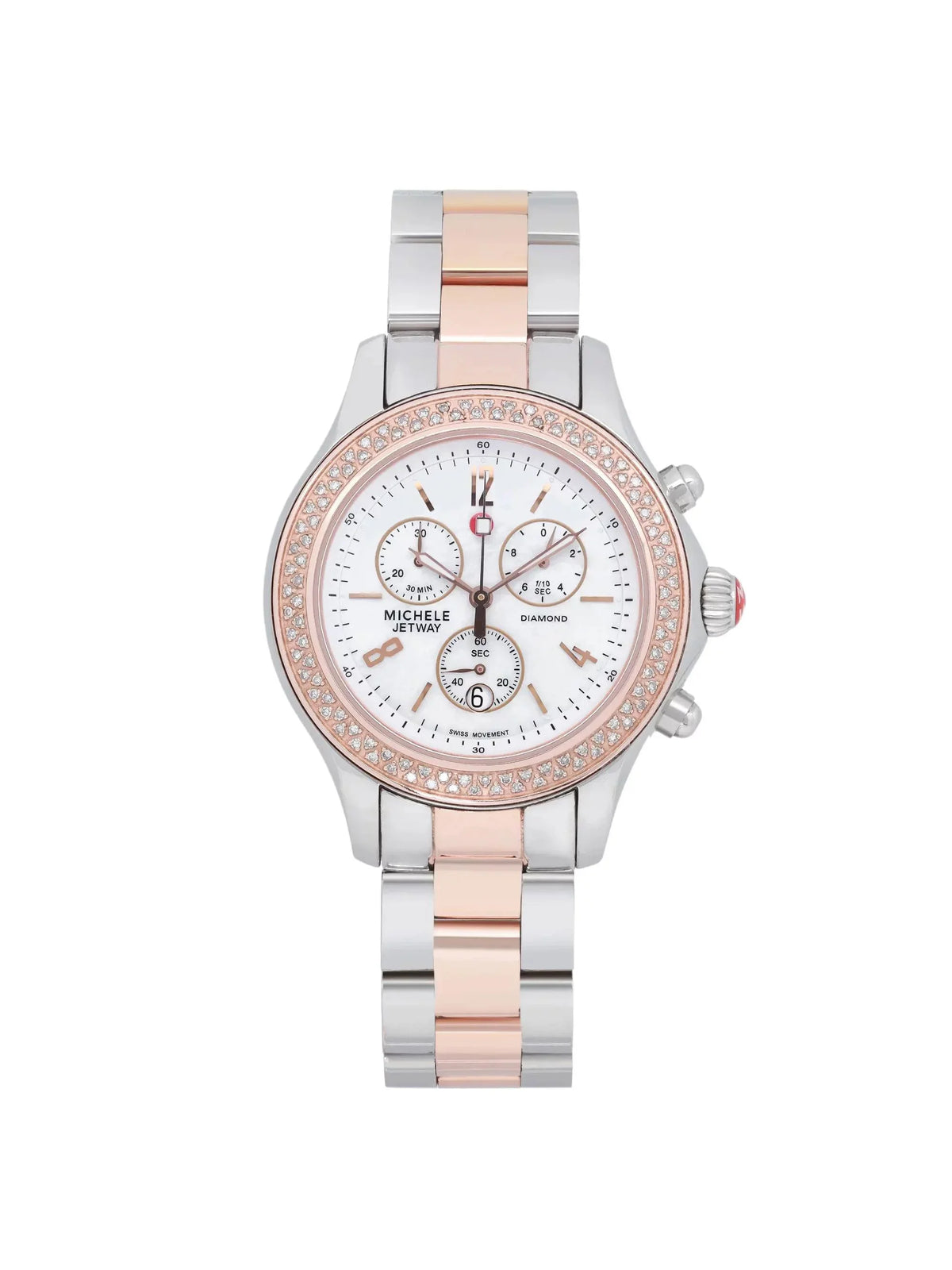Ladies 40mm MWW17A000017 Diamond Watch Michele Steel 0.50cttw Jetway Quartz