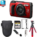 OM Tough - (Red) + Yr + 64GB Olympus Camera Warranty TG-7 Tripod Digital 1 SYSTEM Kit