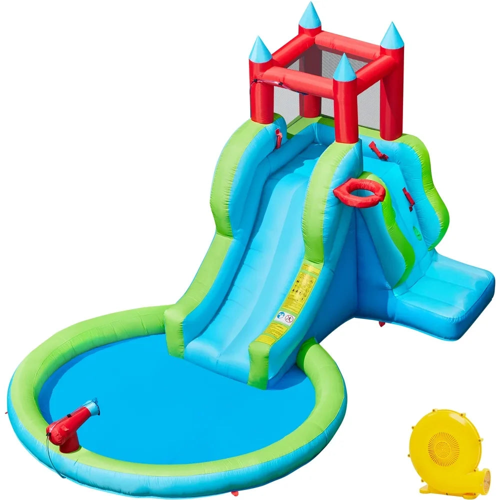 Cyan Wall, Climbing Inflatable Water with Topeakmart Slide