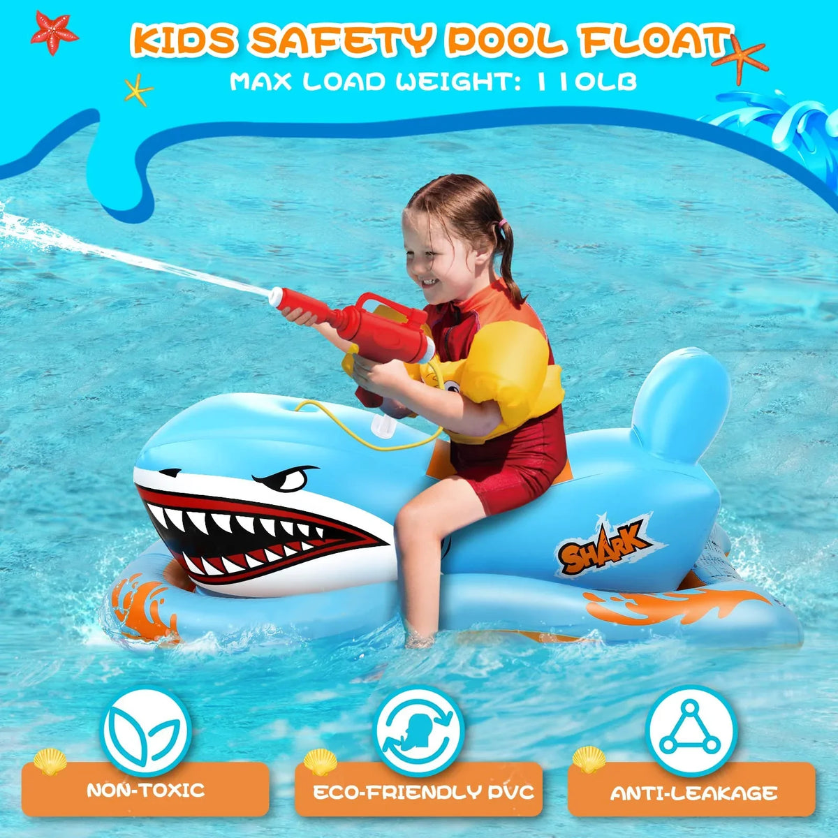 Pool for Pool Game Toys Pool Kids,Shark Boys 3-12 Waterpistol Age Girls with Kid Floats Ride-on for