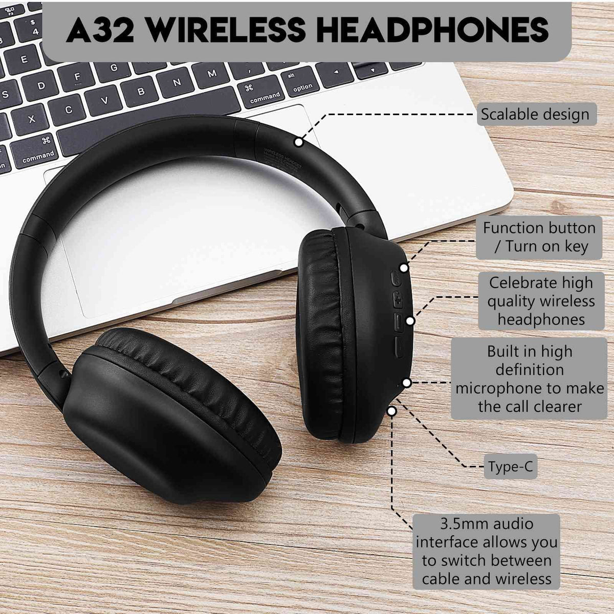 phone 825 Headphones Stereo Comfort Call The Mic Over UrbanX Bluetooth Earphones UX991 Audio Support HTC for with Desire Bass Superior High Wireless Ear Resolution Deep