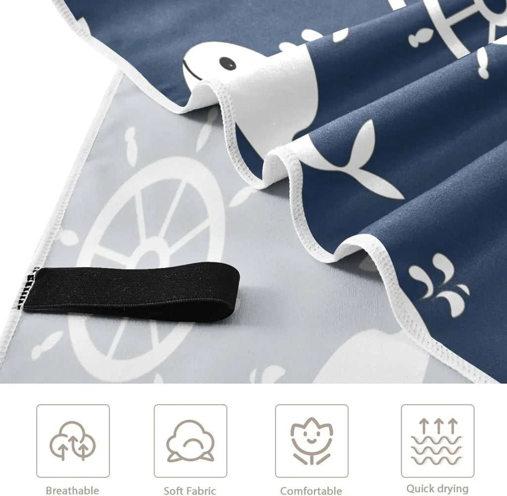 Lightweight Anchor （429） Quick Towel Travel Bestwell - Retro Camping Absorbent Holiday - Swimming for Whale Towel Cartoon Towels Dry Oversized Compact Beach Super