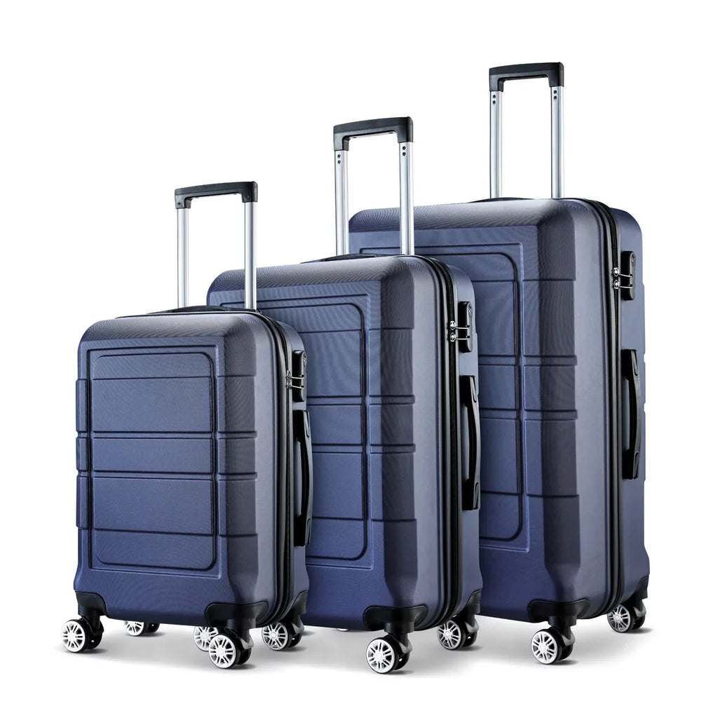 Sets Luggage Lock Double Blue Wheels GOWELL PC+ABS Expandable Suitcase TSA Durable