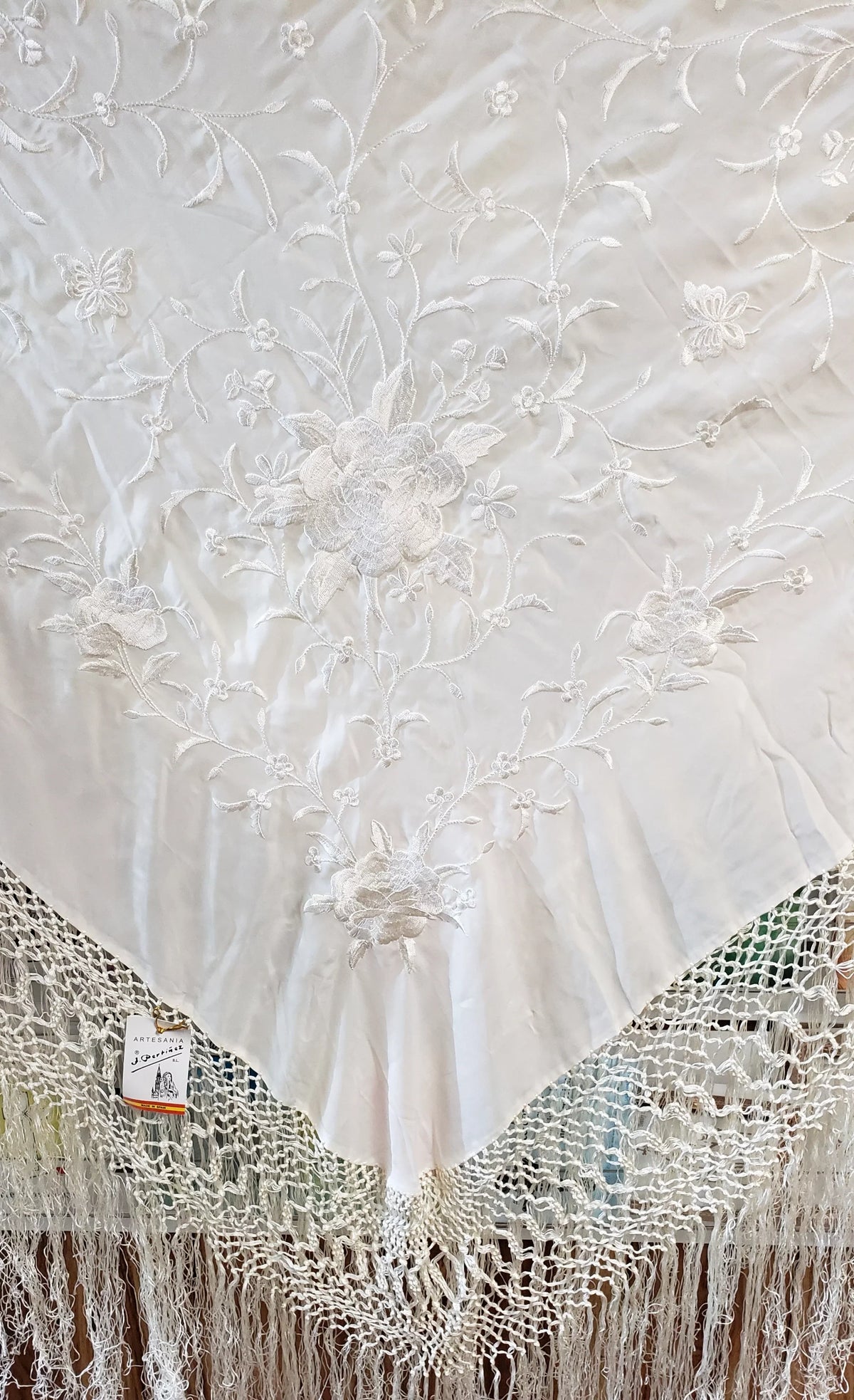 Stole Shawl Canton Wrap Manton De Champagne Spanish Silk Manila